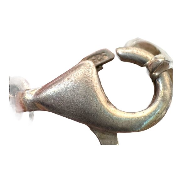 Authentic Italian Silver Heart Chain Bracelet Vintage Signature Clasp & Pendant - Picture 5 of 8